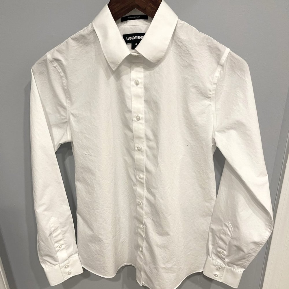 Women's Land's End 100% Cotton Iron-Free Oxford Button Up Shirt (4)